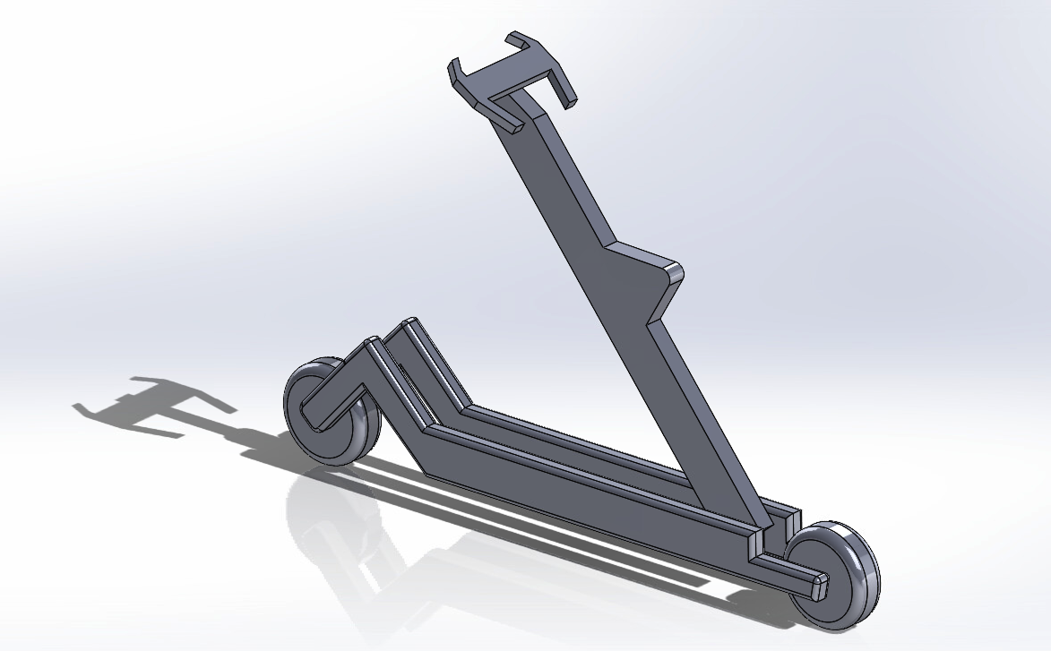 Unfolded Steerra scooter render with steering wheel handle deployed.
