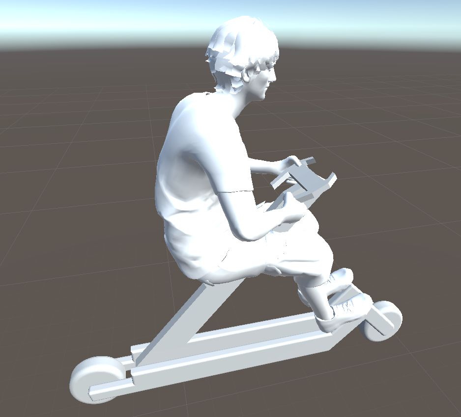 Rider seated on the Steerra scooter, side view.