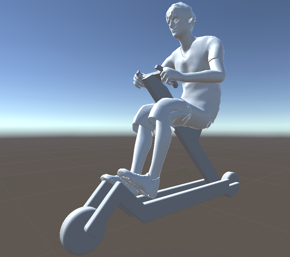 Rider seated on the Steerra scooter, three-quarter view.
